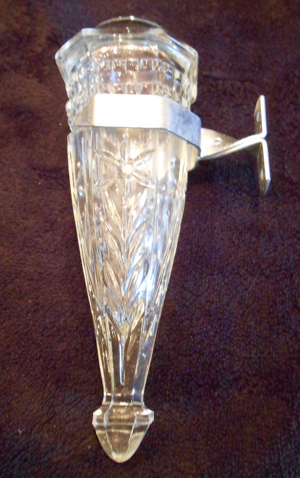 MODEL A CAR VASE W BRACKET CRYSTAL GLASS FLOWER ETCHING