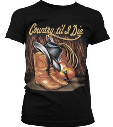 Country Til I Die Juniors Girls T Shirt Cowboy Hat Boots Rope Wild 