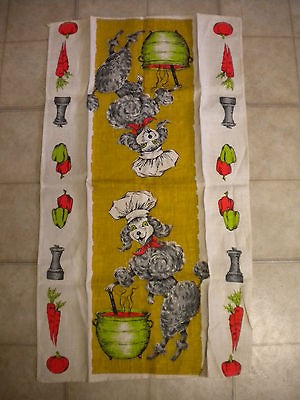 Vintage 1950s Poodle Kitchen Towel, Nice, BIN