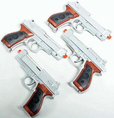 Lot of 4 Silver Airsoft 6mm Handgun Hand Pistol Toy Gun