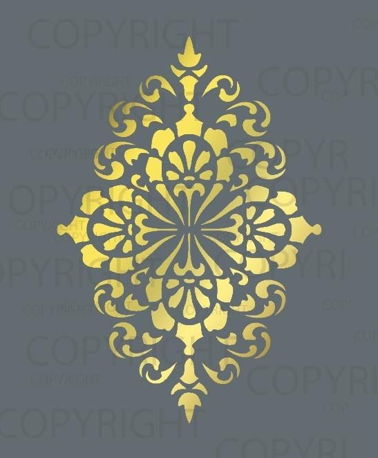 LARGE WALL DAMASK STENCIL PATTERN FAUX MURAL #1015