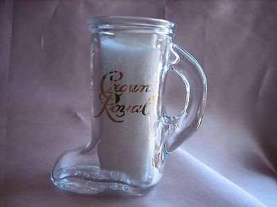 CROWN ROYAL SHOT GLASS REIGNING KING BOOT CLEAR GLASS