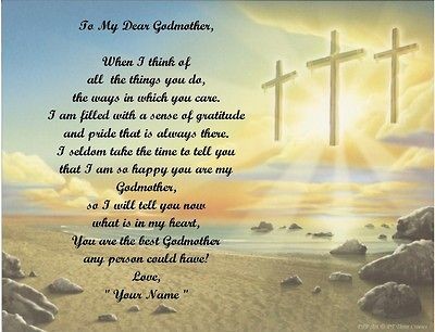   Gift/ Birthday Gift For Godmother Personalized Poem Gift 3 Crosses