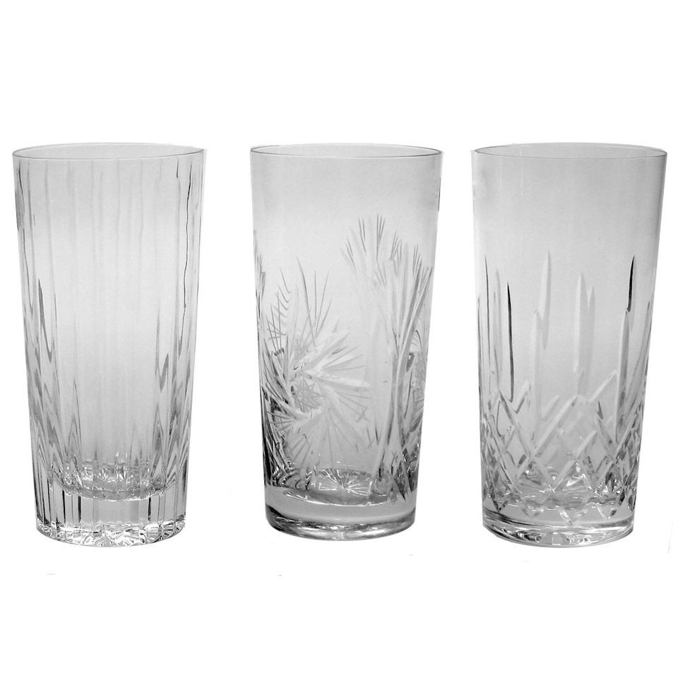 Cut Crystal Highball Hiball Glass Tumbler set glasses Pinwheel Regency 