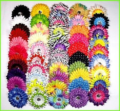 25+25 Baby Girl Daisy Xmas Flower Hair Bow Clip Headband Party Wedding 