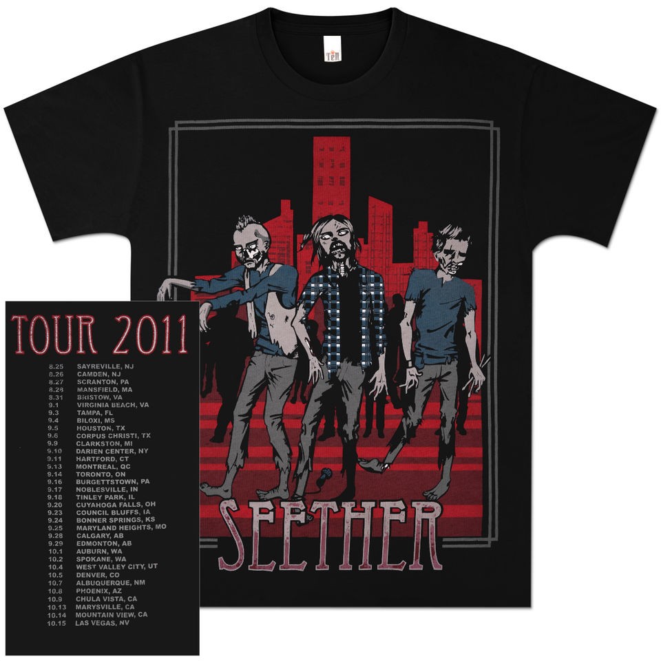   2011 TOUR Black ZOMBIE T Shirt w/ TOUR DATES on BACK   CONCERT SHIRT