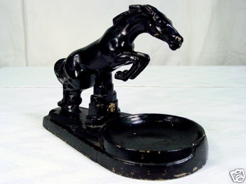 Vintage Art Deco NuArt Horse Spelter Ashtray