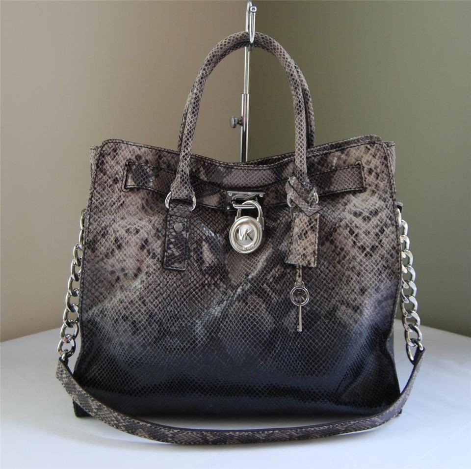 Michael Kors Python Ombre Hamilton Large Tote Dark Sand