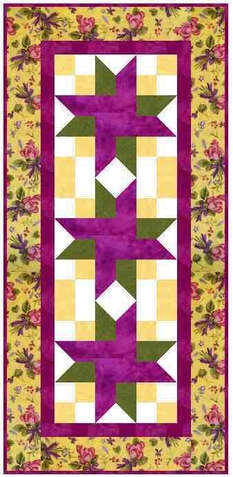 Crossroad TABLE RUNNER QUILT KIT   yellow, fucshia RJR   cut and 