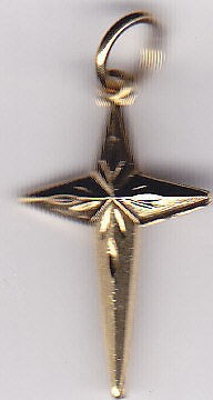 14KT GOLD EP MODERN CROSS DIAMOND CUT CHARM PENDANT 1509