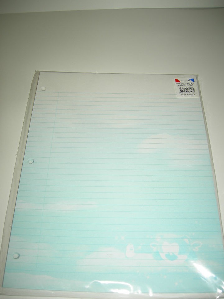 Blue Bear 3 Hole Design Loose Leaf Letter Paper