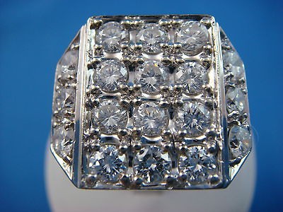 25 CARAT MENS LARGE DIAMOND RING SOLID 21.3 GRAMS SIZE 13 14K 