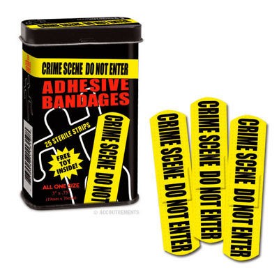 25 MEDIUM BAND AID CRIME SCENE ADHESIVE STERILE STRIPS NOVELTY 