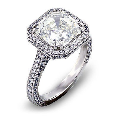 asscher cut diamond ring in Engagement Rings