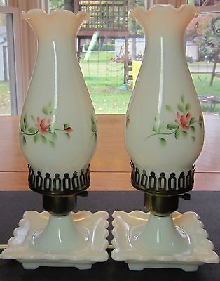   Bedroom Milk Glass Rose Pattern Design Vanity Table Lamps Lights