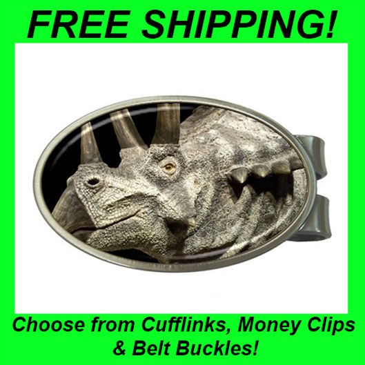 Triceratops / Dinosaur Design   Cufflinks, Money Clips & Belt Buckles 