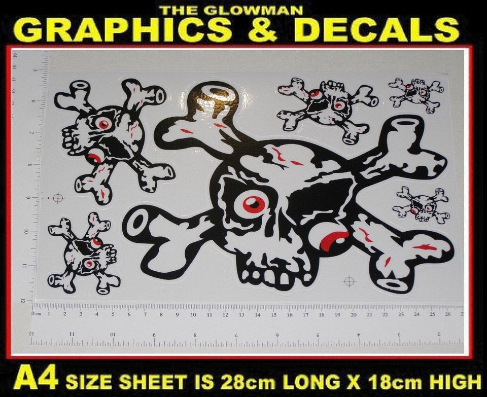   A4 SHEET DECAL STICKERS / DIECAST SKATEBOARD DIRT BIKE HELMET CAR RC