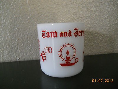 Vintage Tom and Jerry Cup Milkglass Fire King Anchor Hocking Hazel 