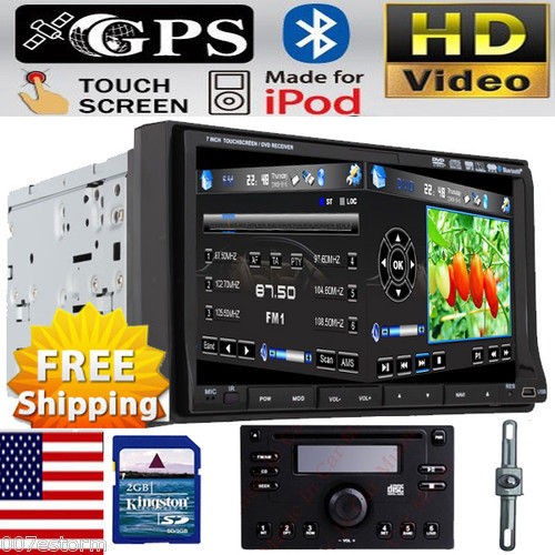 ISO 7 Flip Down Car GPS DVD AM/FM Player Mulitimedia AUX Ipod 