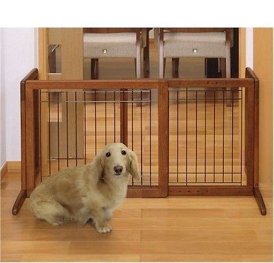 Free Standing Dog Gate Wood Wire Doorway Fence Bay Isle