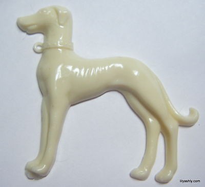   CREAM CELLULOSE ACETATE Early Plastic GREYHOUND DOG HOUND BROOCH PIN