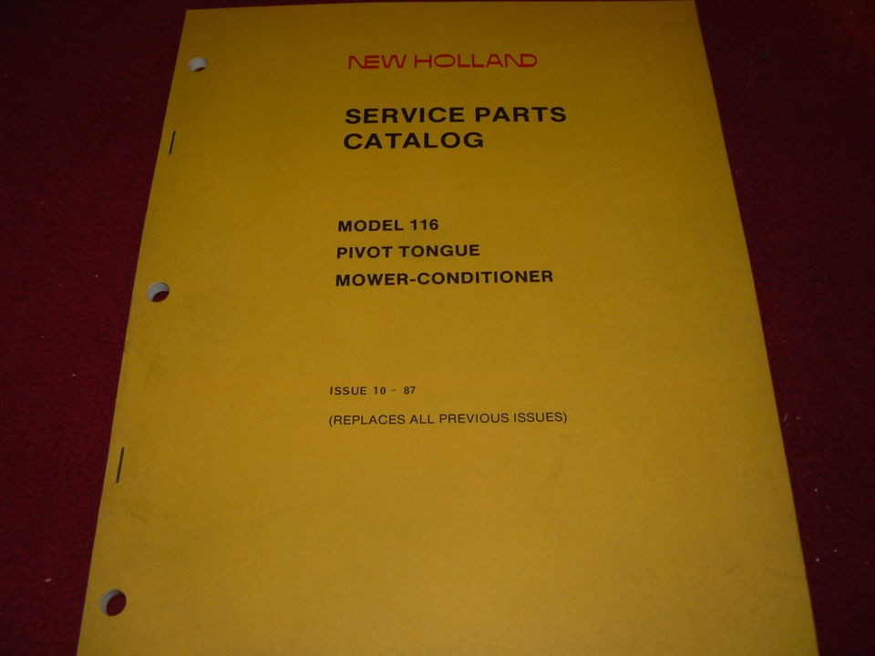 New Holland 116 Haybine Original Dealers Parts Book