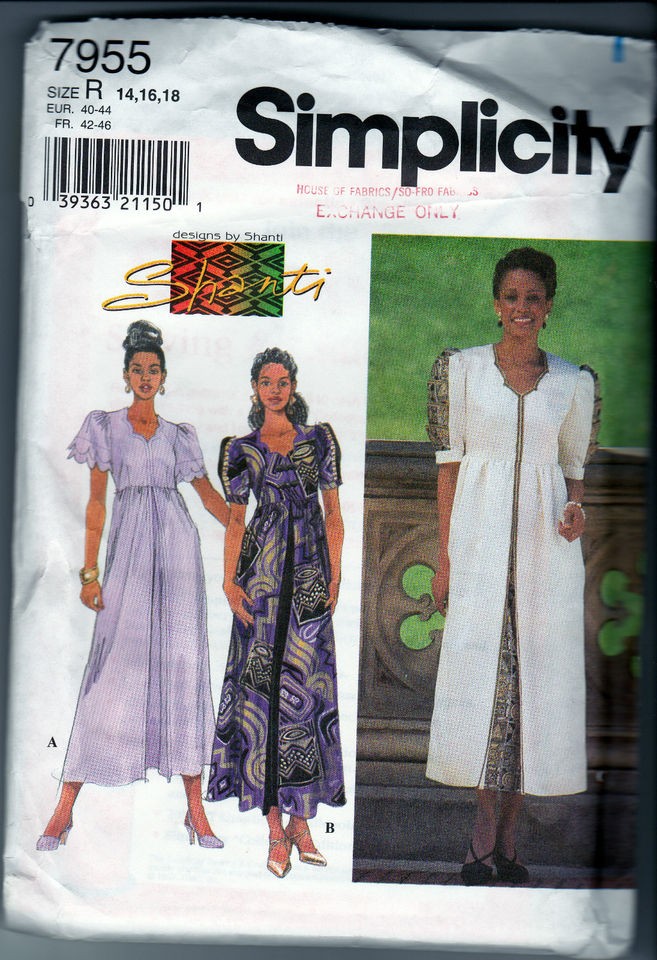 African Scalloped Neck Dress Sewing Pattern Simplicty 7955 by Shanti 