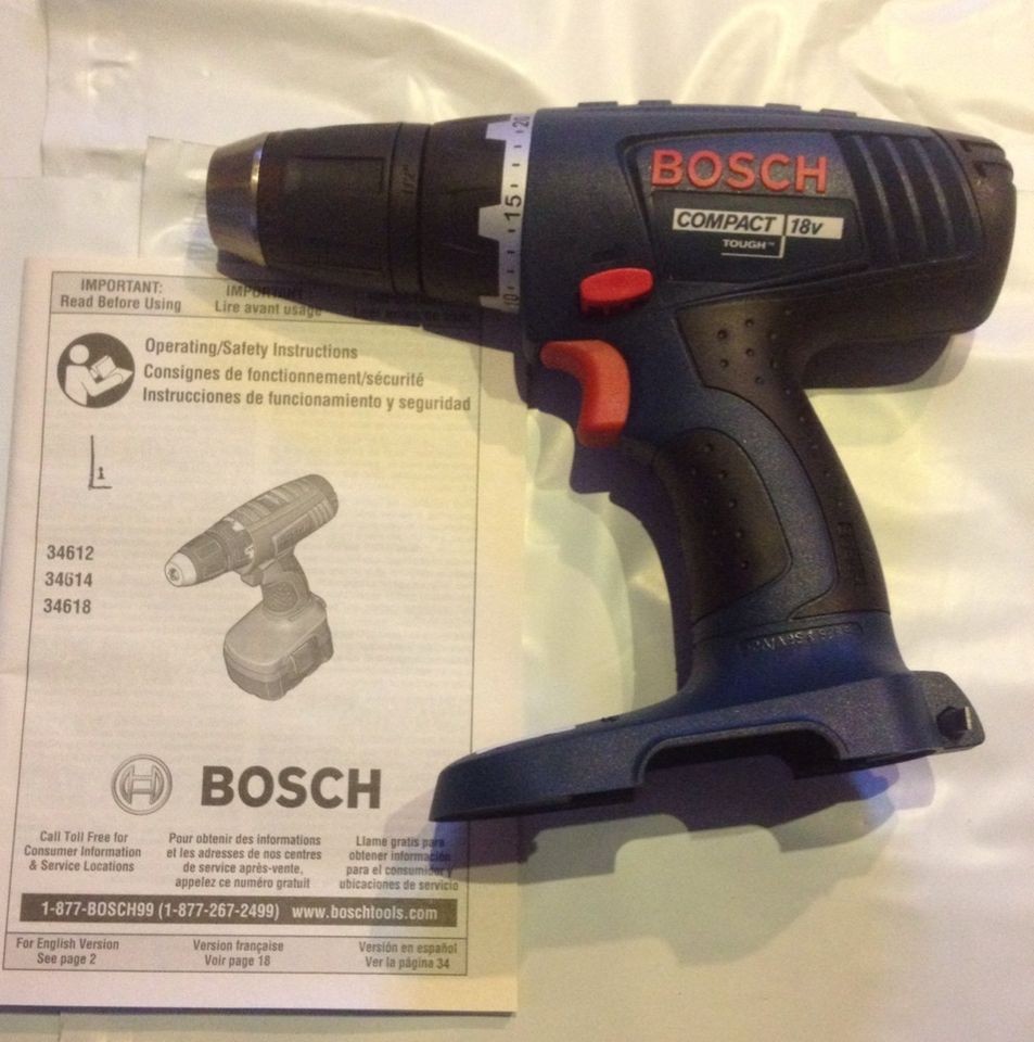 Bosch 18V 18 Volt Nicd Cordless Drill Driver 34618 1 2 Keyless