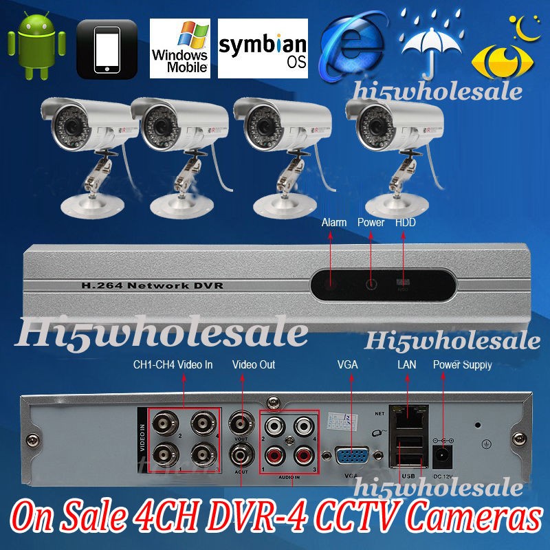 Standalone 4CH CCTV DVR Security Kit H.264 4 Outdoor Waterproof Color 