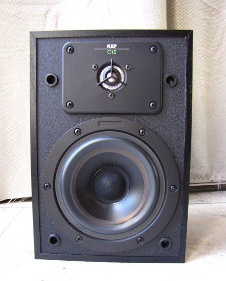 KEF Model C15 Bookshelf Speakers   Black Wood Grain Enclosures