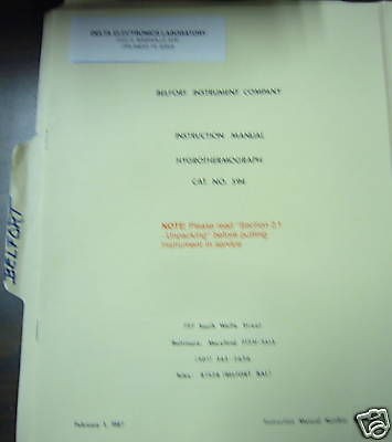 BELFORT INSTRUMENT COM. Cat. No. 594 Instruction Manual