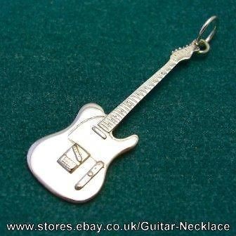 New silver Fender Telecaster electric guitar pendant