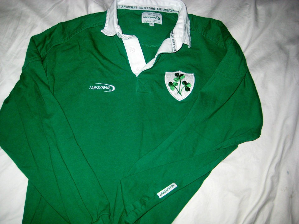 LANSDOWNE BOYS IN GREEN IRELAND RUGBY JERSEY  IRISH CREST PATCH CHEST 