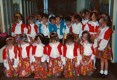   BOYS “HUNGARIAN FOLK GYPSY” COSTUMES & 2 ANIMAL SKIN TAMBOURINES