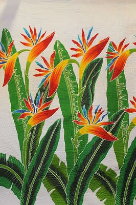 Balinese Exotic Bird of Paradise flower Batik QUILT~COMFORTER~Bali Art 