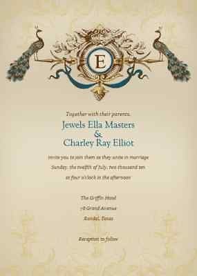 ELITE PEACOCK WEDDING INVITATIONS & RSVP WITH ENVELOPES