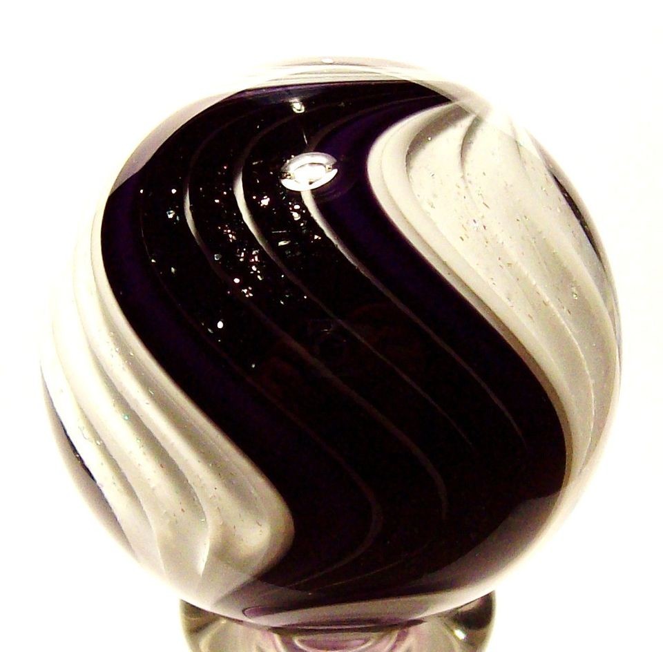 EDDIE SEESE 1 3/4 BLACK LUTZ PURPLE & WHITE DICHROIC DOUBLE REVERSE 