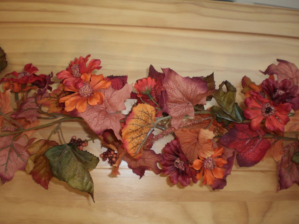 FALL MAPLE LEAF DAISY BERRY GARLAND 6 FALL WEDDING MUST Deep Fall 