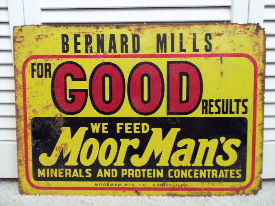 VINTAGE COUNTRY PRIMITVE MOORMANS FARM ANIMAL FEED SIGN