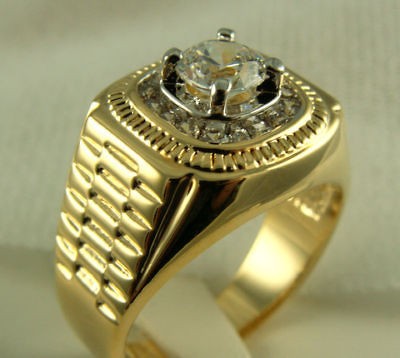 MENS Championship BLING CZ RING 18K yellow gold overlay 12