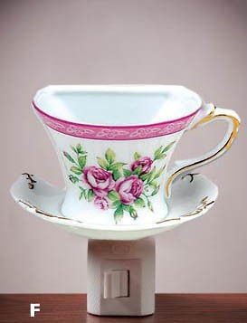 Night Light   Shabby Chic Rose Cup & Saucer (NL035)