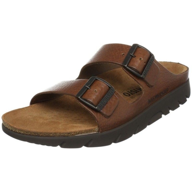 Mephisto Mens Zonder Tan Grain Leather Slide Sandal