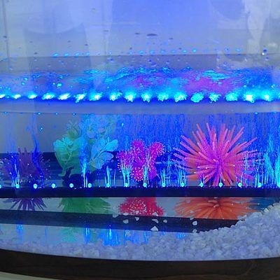 Aquarium Fish Tank Blue 18 LED 110V 220V Airstone Bubbler LED Lights 