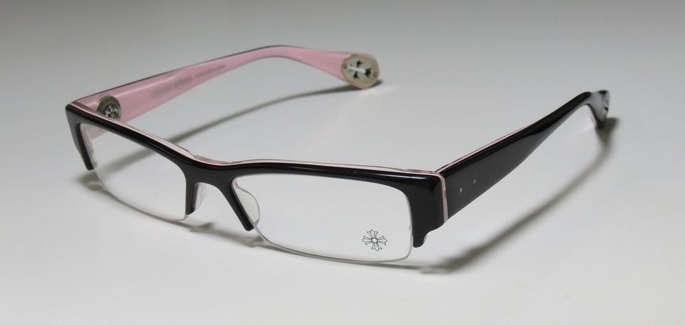   HEARTS TWIGGY BLACK/PINK/STERLING SILVER SEMI RIM HIP EYEGLASS/FRAMES