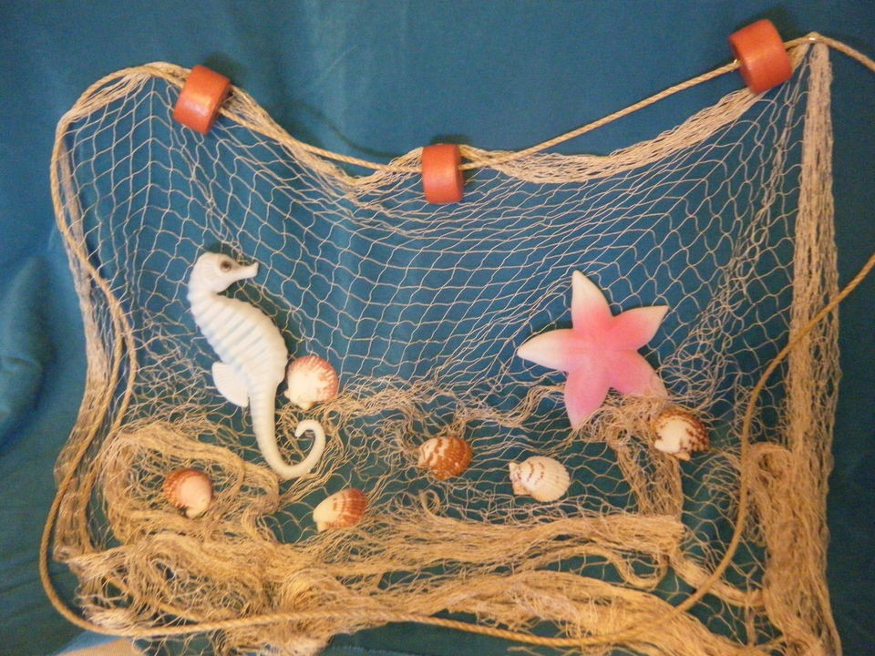 FISHING NET SEAHORSE STARFISH F SHELLS FLORIDA NETS DECOR 