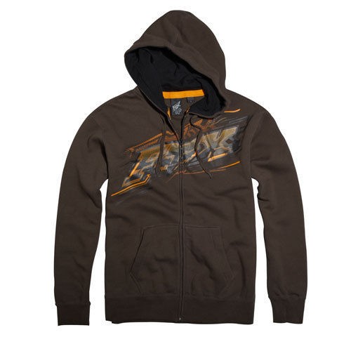 FOX RACING DK BROWN FLASH ZIP FLEECE HOODY HOODIE ADULT