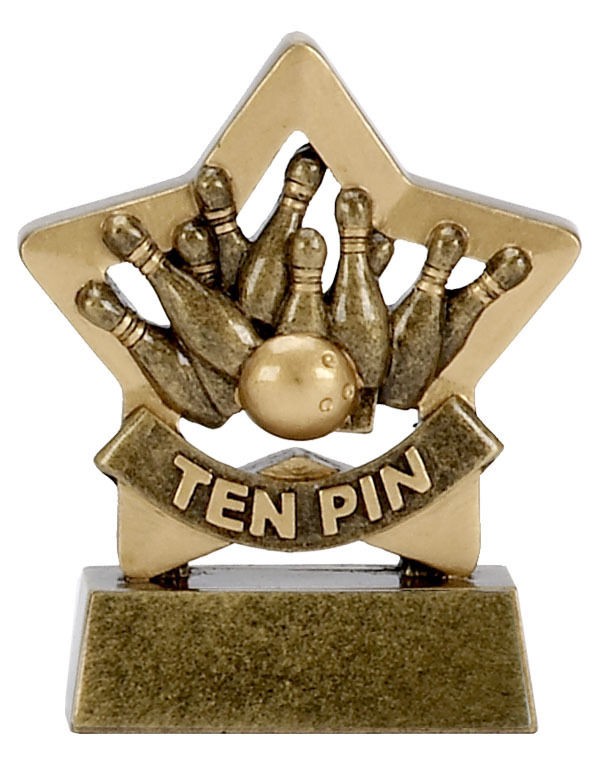 TEN PIN BOWLS BOWLING SKITTLES TROPHY ENGRAVED RESIN