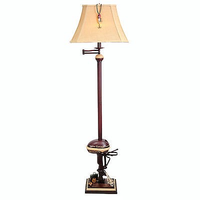 Nautical Floor Lamp, Vintage Boat Motor, Antique Red, 65in, Fishing 