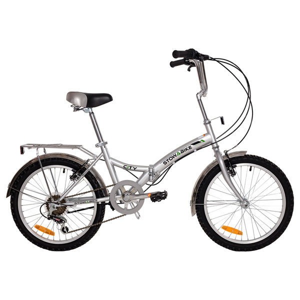 STOWABIKE 20 CITY FOLDING SILVER BICYCLE SHIMANO 6 SPEED FOLDABLE 