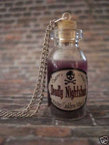 JAR OF DEADLY NIGHTSHADE NECKLACE GOTH STEAMPUNK QUIRKY